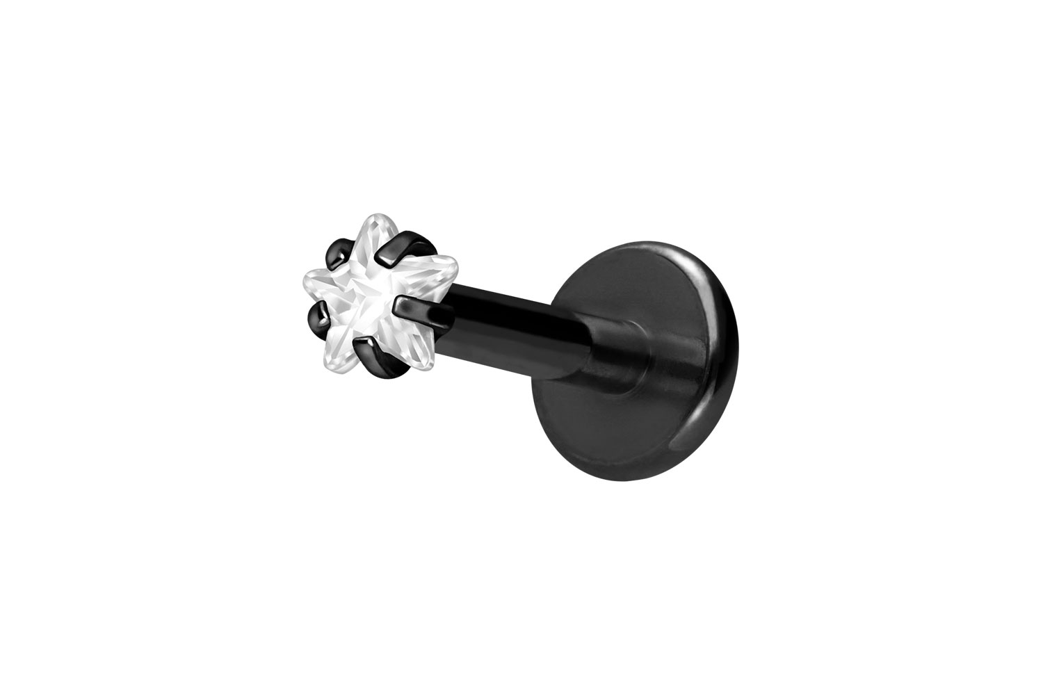 Titanium labret with internal thread SETTED CRYSTAL STAR